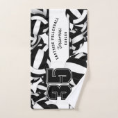 Veel volleyballen atletische teamnaam zwart wit handdoek (Handdoek)