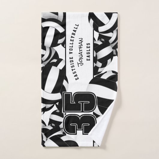 Veel volleyballen atletische teamnaam zwart wit handdoek (Handdoek)