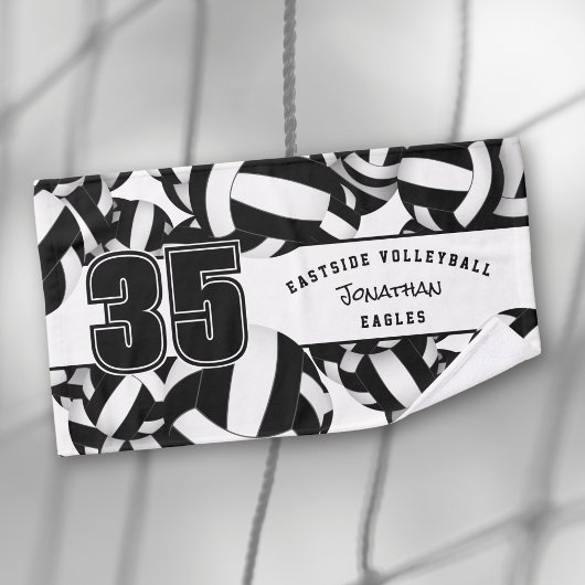 Veel volleyballen atletische teamnaam zwart wit handdoek