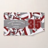 Veel volleyballen maroon grijs team kleuren handdoek (Handdoek)