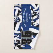 Veel volleyballen op maat spelersnaam blauw zwart handdoek (Handdoek)
