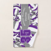 Veel volleyballen paarse grijze teamkleuren handdoek (Handdoek)
