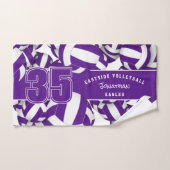 Veel volleyballen paarse witte teamkleuren handdoek (Handdoek)