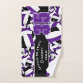 Veel volleyballen paarse zwarte teamkleuren handdoek (Handdoek)