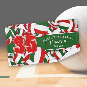 Veel volleyballen speler jersey nummer rood groen handdoek