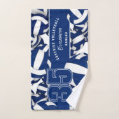 Veel volleyballen speler naam blauwe team kleuren handdoek (Handdoek)
