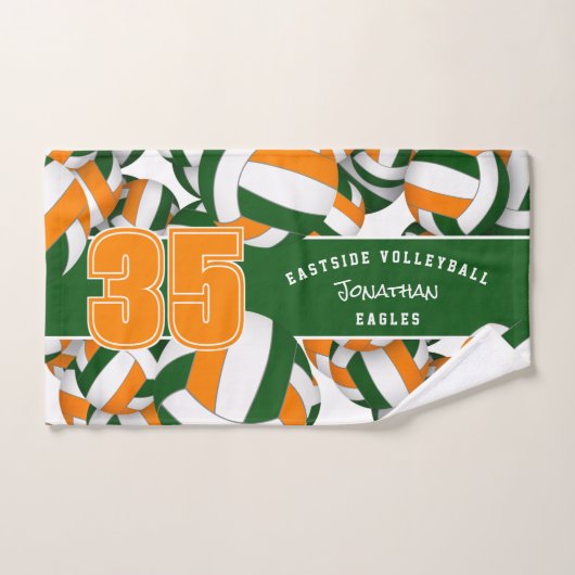 Veel volleyballen sportclub cadeaus groen sinaasap handdoek (Handdoek)