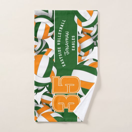 Veel volleyballen sportclub cadeaus groen sinaasap handdoek (Handdoek)