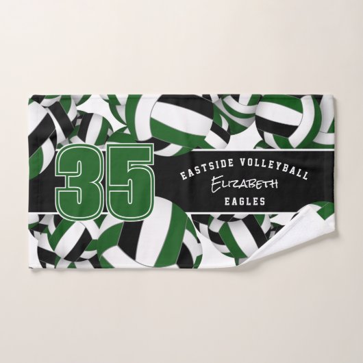 Veel volleyballen sportteam geschenken groen zwart handdoek (Handdoek)