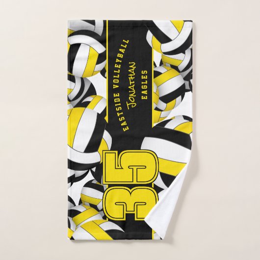 Veel volleyballen team naam geschenken zwart goud handdoek (Handdoek)