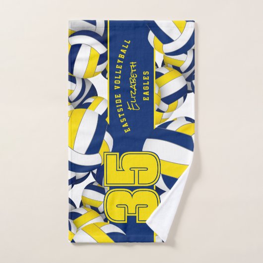 Veel volleyballen team spirit geschenken blauw gou handdoek (Handdoek)