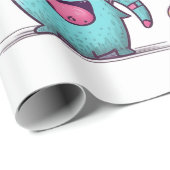 Veel vriendelijke, kleurrijke monsters op wit cadeaupapier (Rol Hoek)