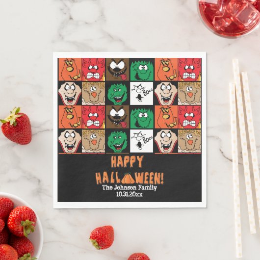 Veel vun Scary Halloween Faces Servet (Insitu)