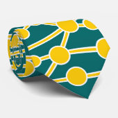 Veel wegen II Amber met wit op Blauwgroen 006666 Stropdas (Opgerold)