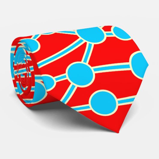 Veel wegen II blauw met crème op rood Stropdas (Opgerold)