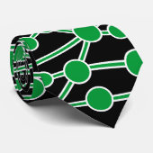 Veel wegen II Groen met Wit op Zwart Stropdas (Opgerold)