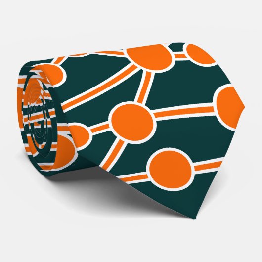 Veel wegen II Oranje en wit op groen 003333 Stropdas (Opgerold)