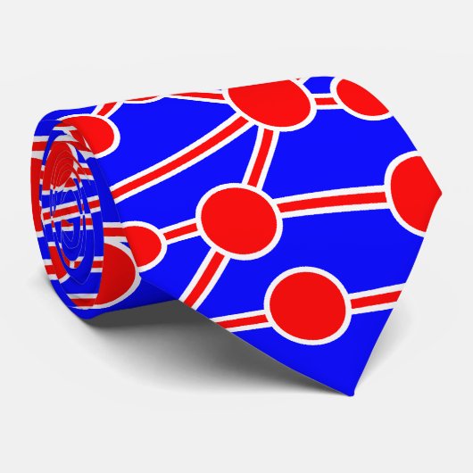 Veel wegen II Rood en Wit op Blauw 0000FF Stropdas (Opgerold)