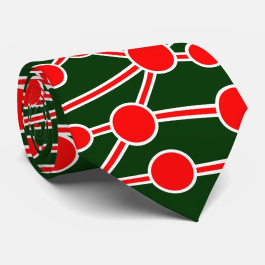 Veel wegen II Rood en Wit op groen 003300 Stropdas (Opgerold)