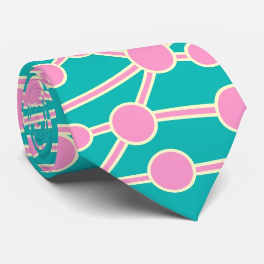 Veel wegen II Roze en Cream op Aqua 0ABAB5 Stropdas (Opgerold)