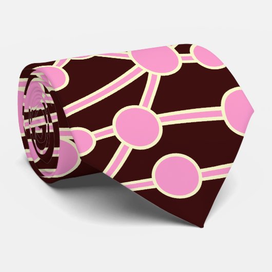 Veel wegen II Roze en room op bruin 330000 Stropdas (Opgerold)
