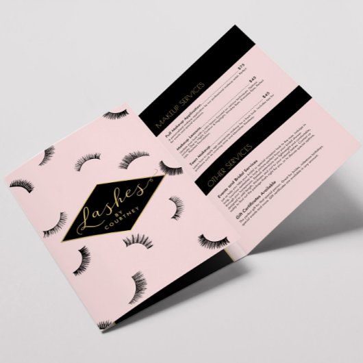 Veel wimpers patroon wimper salon roze brochure drieluik kaart