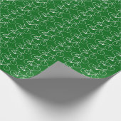 Veel witte fietspictogrammen op een groene achterg cadeaupapier (Hoek)