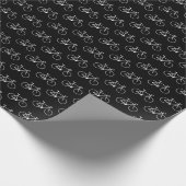 Veel witte fietsvormen op een zwarte achtergrond cadeaupapier (Hoek)