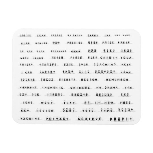 Veel woorden op blokjes magneet (Horizontaal)