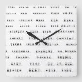 Veel woorden op blokjes vierkante klok (Voorkant)