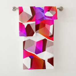 Veel zeshoeken gekleurd op donkerrode achtergrond bad handdoek