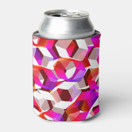 Veel zeshoeken gekleurd op donkerrode achtergrond blikjeskoeler