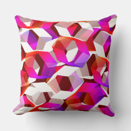 Veel zeshoeken gekleurd op donkerrode achtergrond kussen