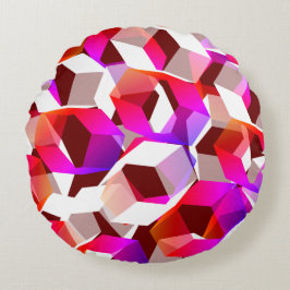 Veel zeshoeken gekleurd op donkerrode achtergrond rond kussen