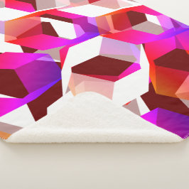 Veel zeshoeken gekleurd op donkerrode achtergrond sherpa deken