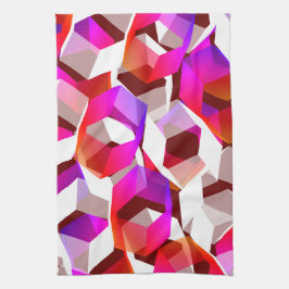 Veel zeshoeken gekleurd op donkerrode achtergrond theedoek