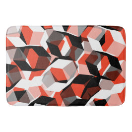 Veel zeshoeken met kleurloze delen, op helder rood badmat