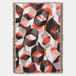 Veel zeshoeken met kleurloze delen, op helder rood deken