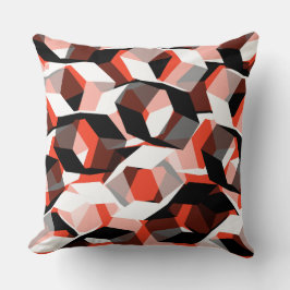 Veel zeshoeken met kleurloze delen, op helder rood kussen