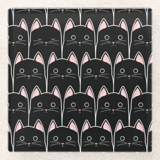 Veel zwarte katten glazen onderzetter (Voorkant)