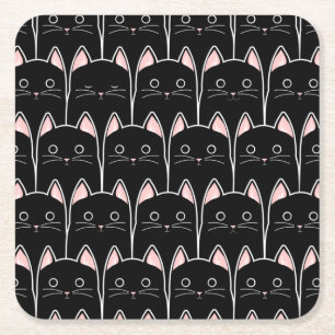 Veel zwarte katten kartonnen onderzetters