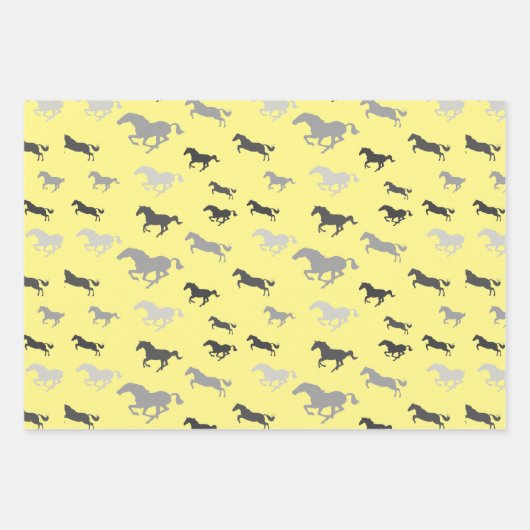 Veel zwarte witte grijze paarden inpakken papieren inpakpapier vel (Voorkant 3)