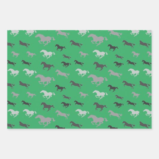 Veel zwarte witte grijze paarden inpakken papieren inpakpapier vel (Voorkant 2)