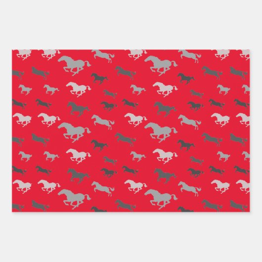 Veel zwarte witte grijze paarden inpakken papieren inpakpapier vel (Voorkant)