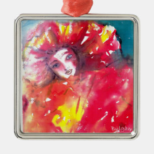 VEELEI MASKERADE FEITEN - MASKIN IN ROOD METALEN ORNAMENT