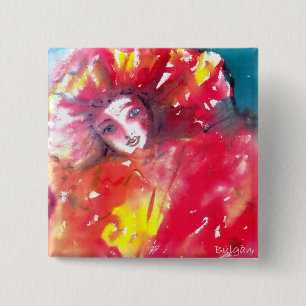 VEELEI MASKERADE FEITEN - MASKIN IN ROOD VIERKANTE BUTTON 5,1 CM