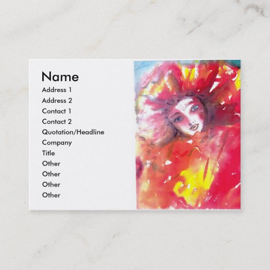 VEELEI MASKERADE FEITEN - MASKIN IN ROOD VISITEKAARTJE (Voorkant)