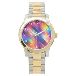 Veelhoek abstract kleurig patroon horloge