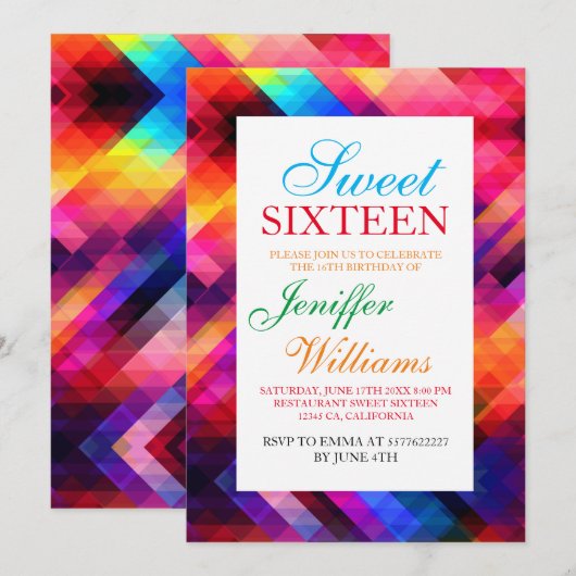 Veelhoek abstract kleurig patroon kaart (Voorkant / Achterkant)