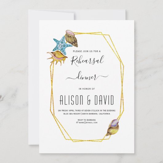 Veelhoek, seizoenshells strandbruiloft, repetitief kaart (Voorkant)